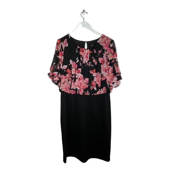 Connected Apparel‎ Womens Floral Print Chiffon Dress Plus Size 14W NWT $79 - Picture 1 of 6